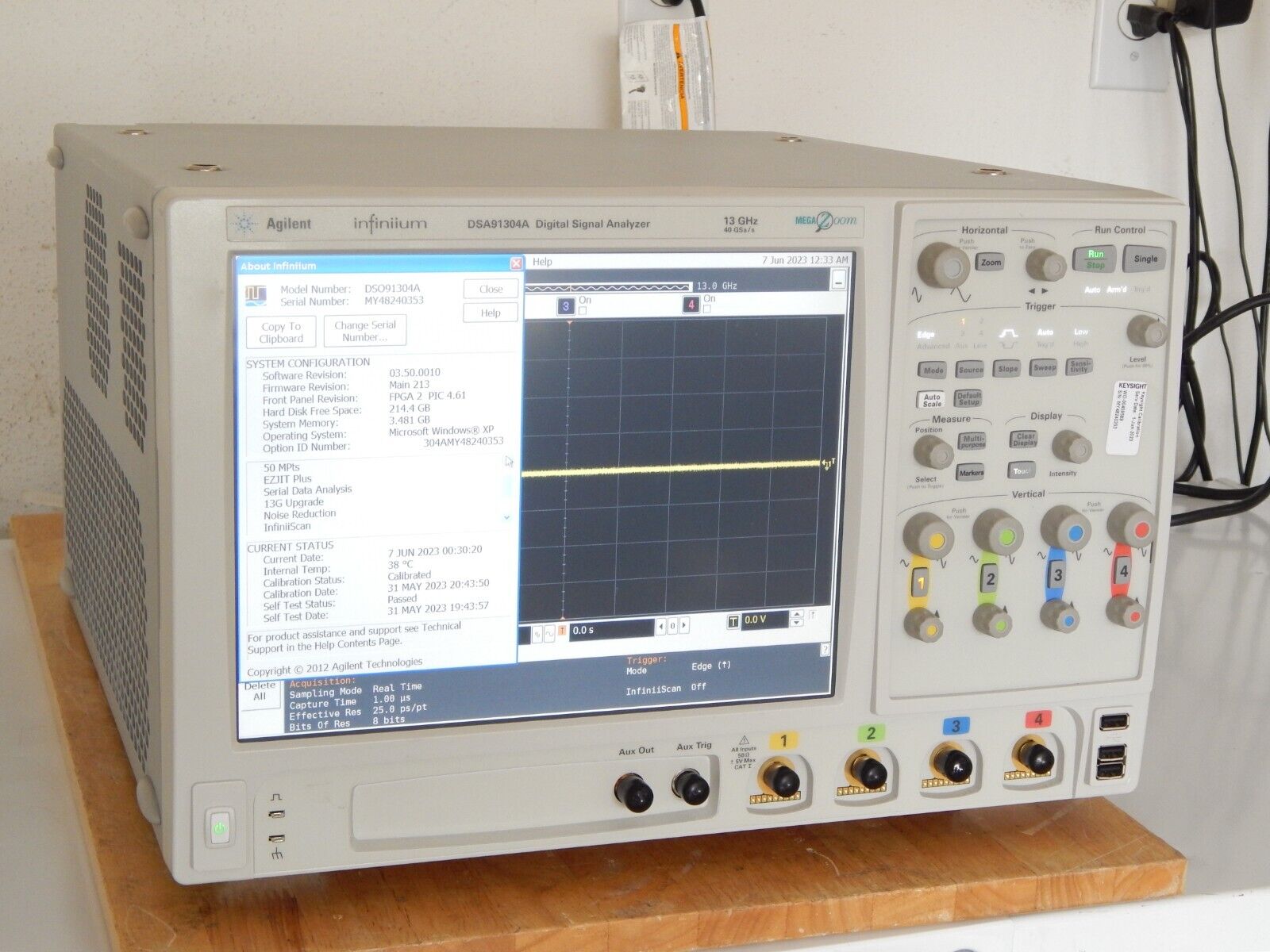 Keysight DSA91304A Oscilloscope 13Ghz 40Gs/s w/opt's, OEM cal, MY48240353 Keysight DSA91304A Oscilloscope 13Ghz 40Gs/s w/opt's, OEM cal, MY48240353